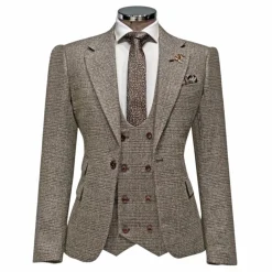 New Edition Fashion Andrew II Vested Tweed Plaid Suit><noscript><img width=