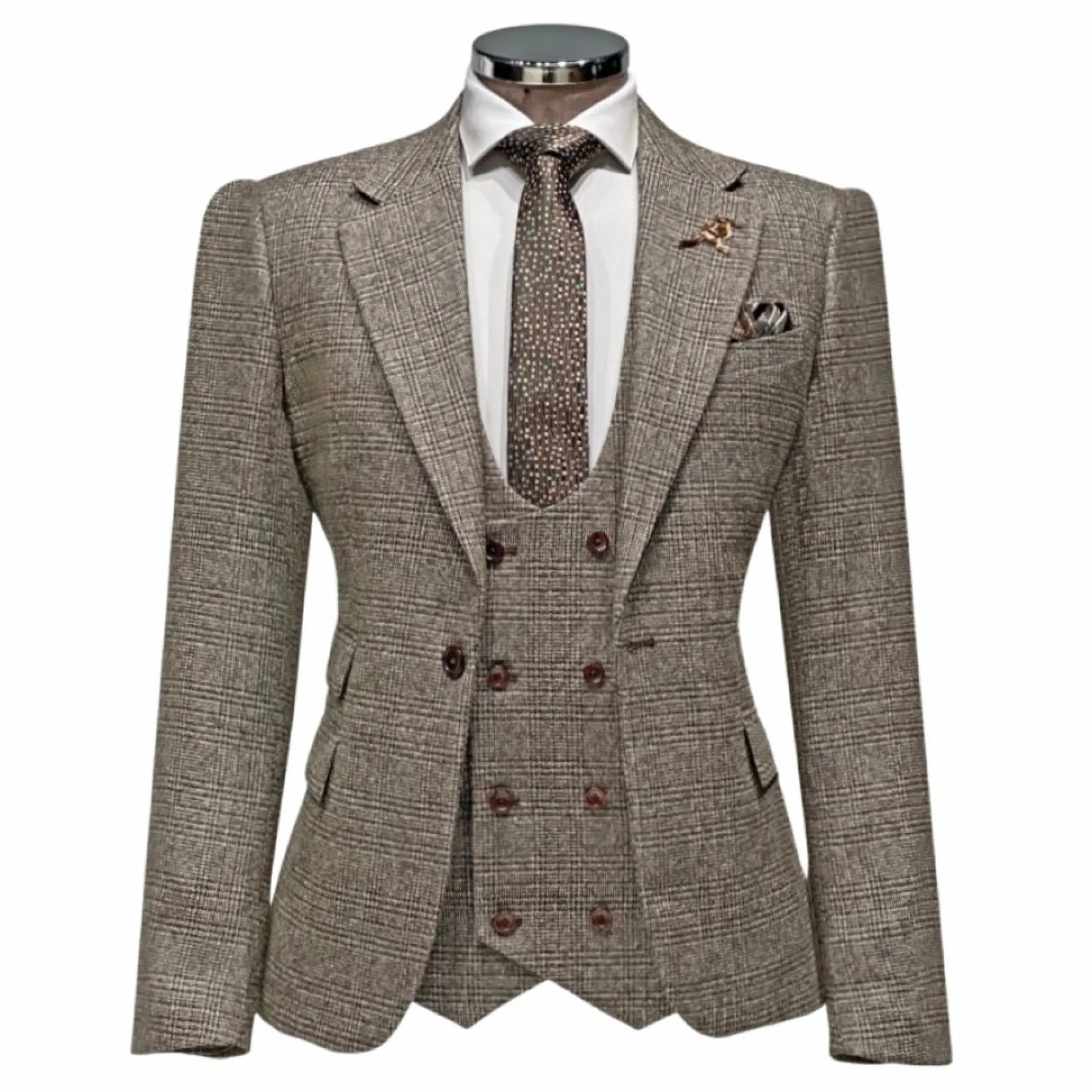 New Edition Fashion Andrew II Vested Tweed Plaid Suit> Suits