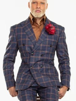 New Edition Fashion Darner Plaid Double Breasted Suit><noscript><img width=