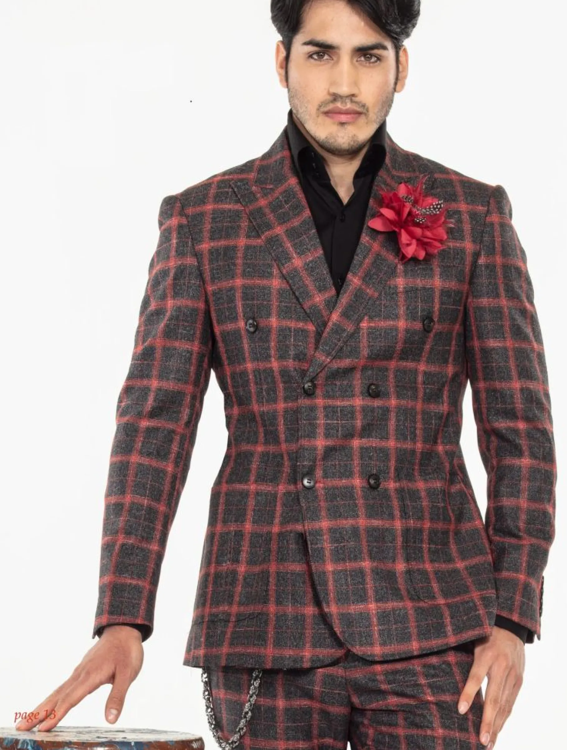 New Edition Fashion Darner Plaid Double Breasted Suit> Suits