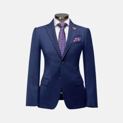 New Edition Fashion Daspin Pinstriped Wool Suit><noscript><img width=