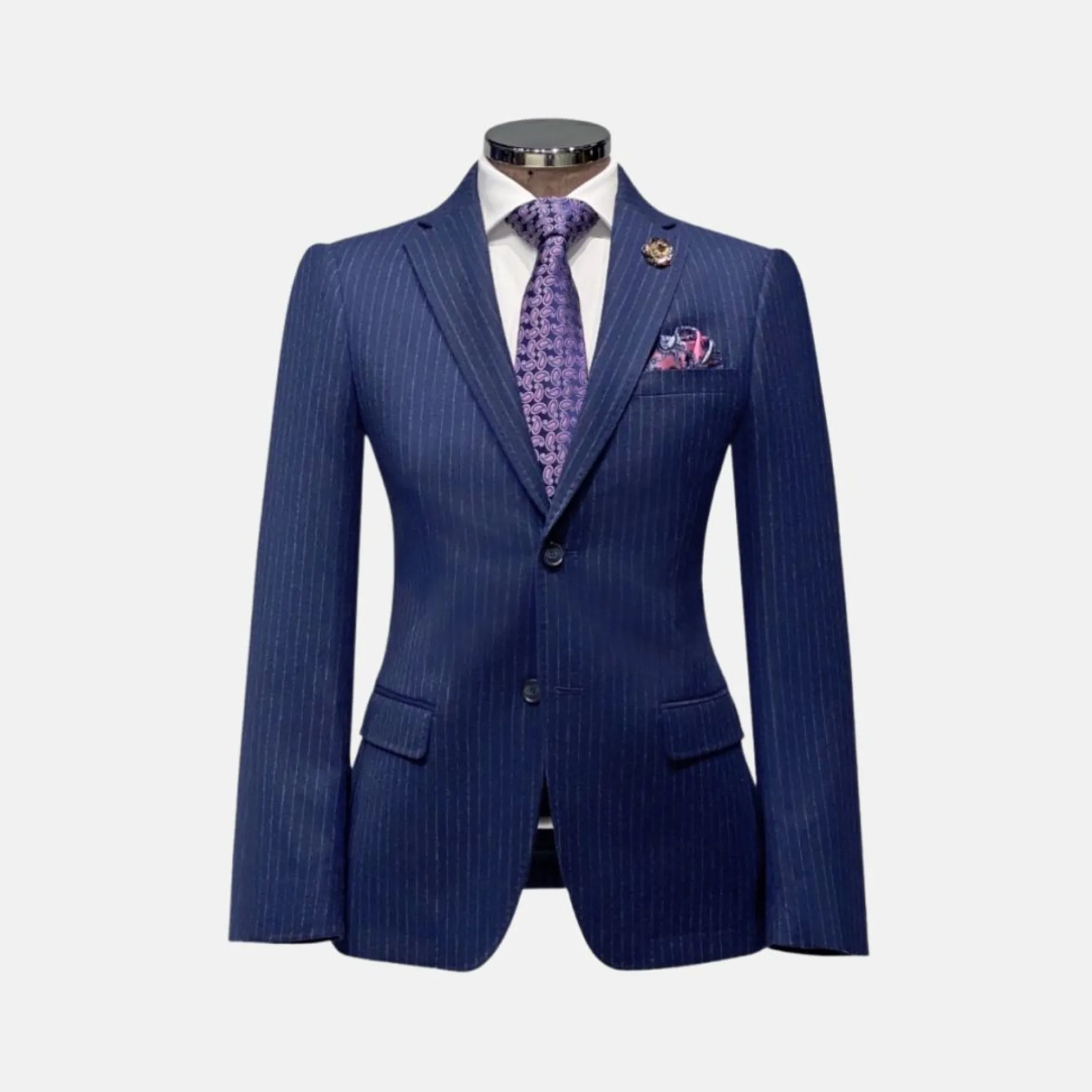 New Edition Fashion Daspin Pinstriped Wool Suit> Suits
