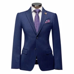 New Edition Fashion Daspin Pinstriped Wool Suit><noscript><img width=