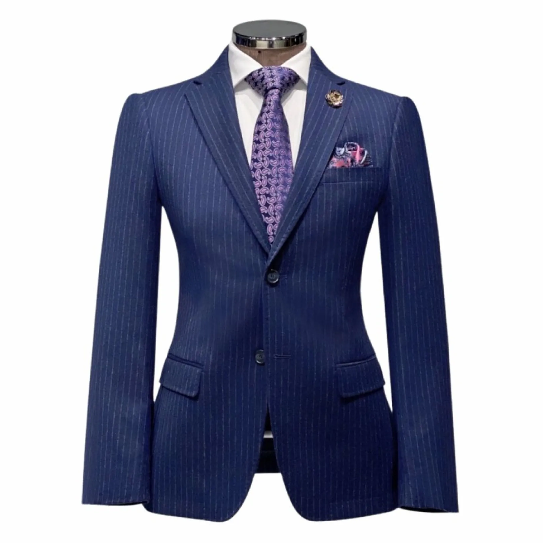 New Edition Fashion Daspin Pinstriped Wool Suit> Suits