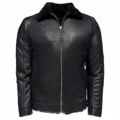 New Edition Fashion Dawson Leather Shearling Flight Jacket><noscript><img width=