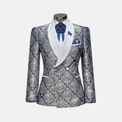 New Edition Fashion Radman Jacquard Slim Fit Blazer><noscript><img width=