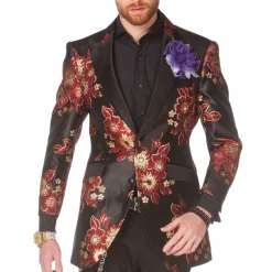 New Edition Fashion Sun F. Semi Long Floral Blazer><noscript><img width=