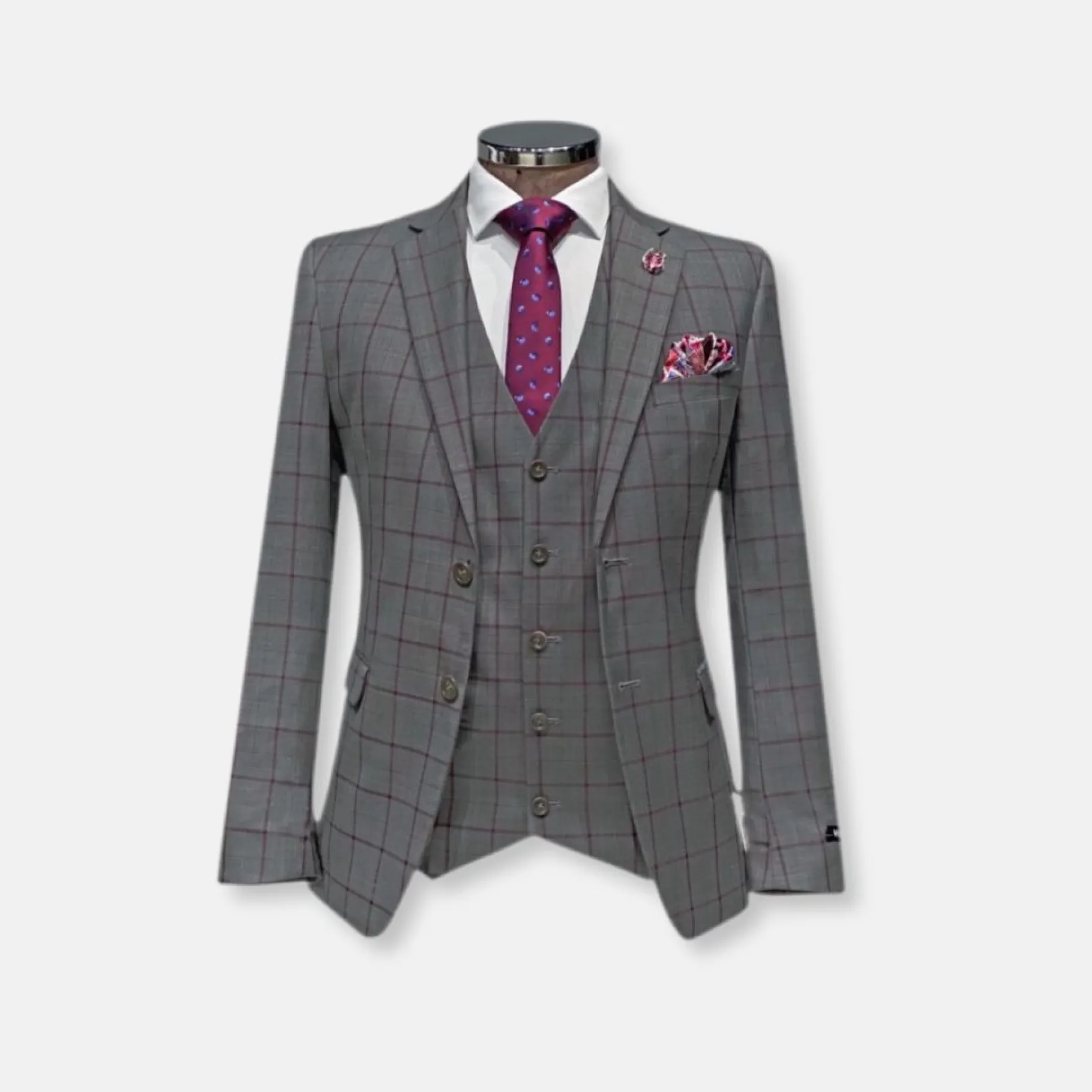 New Edition Fashion Williams Windowpane Vested Suit> Suits